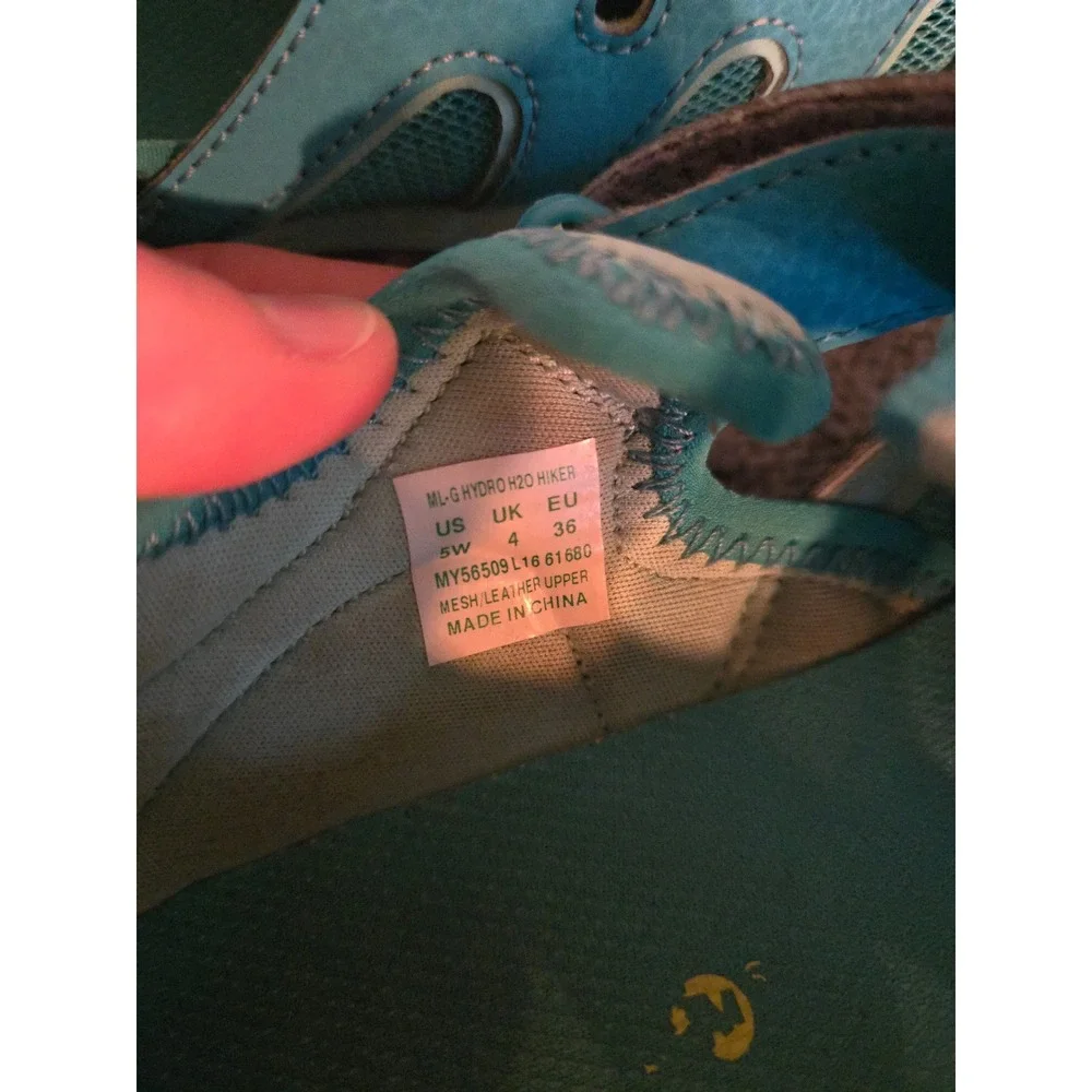 MERRELL Hydro H2O Hiker Kids Blue Teal Leather Mesh Water Sandals Size 5W